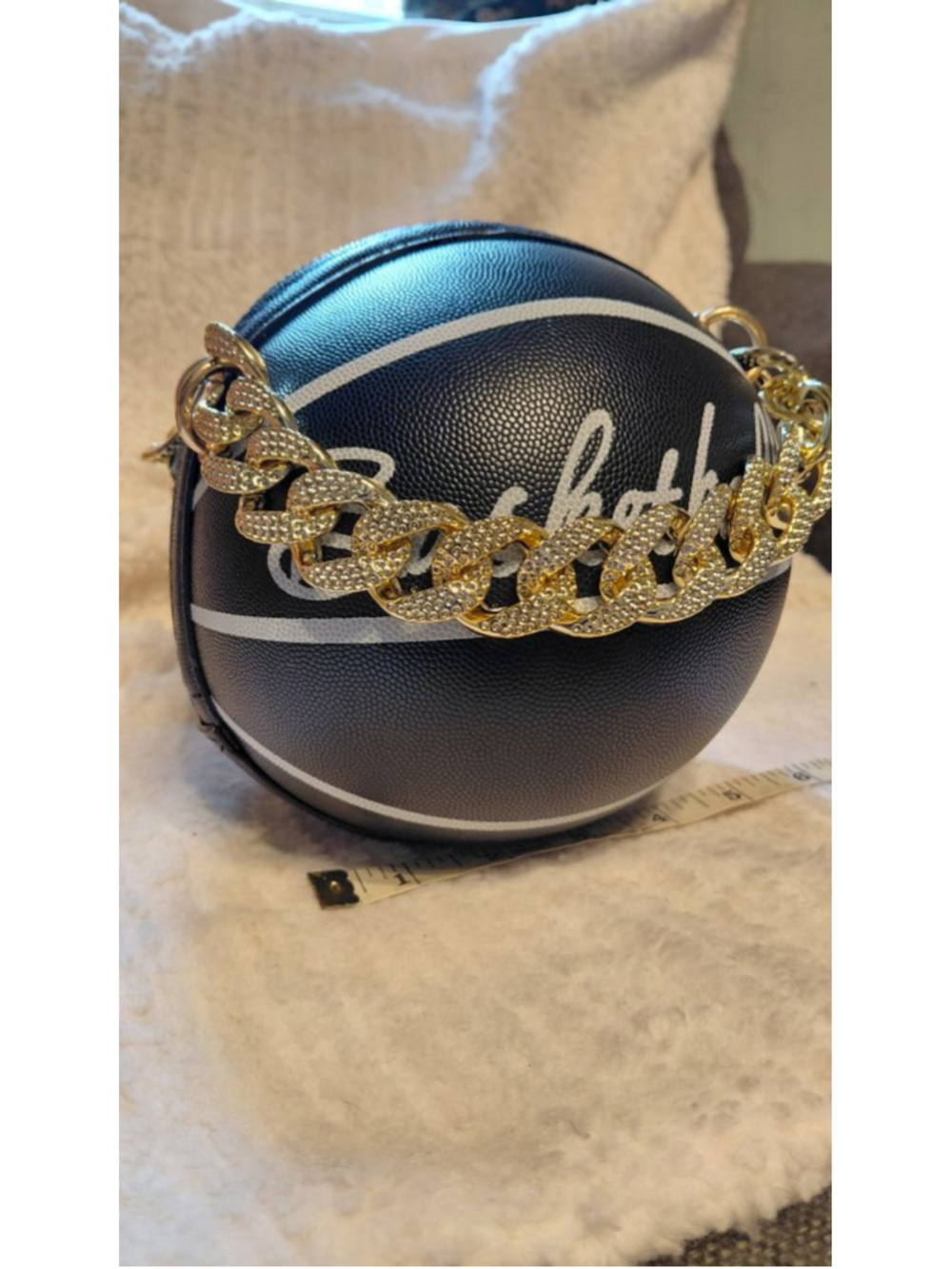 Women's Basketball Crossbody Bag One Size Black White